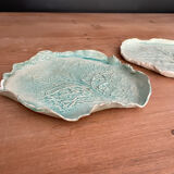 Pair of cabbage leaf dessert plates