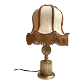 Alabaster and brass lamp lampshade froufrou years 50-60