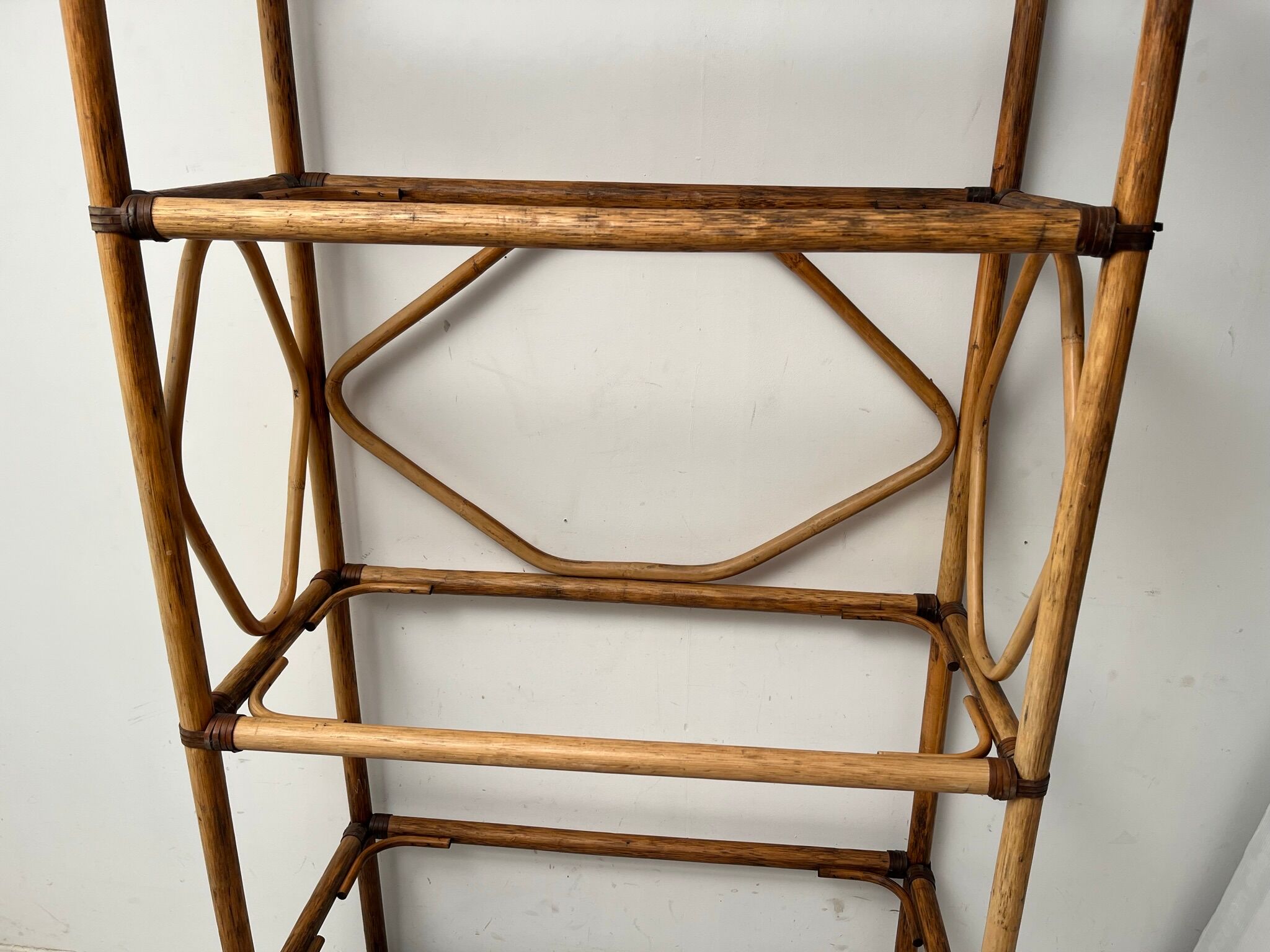Showcase shelf in vintage smoked glass bamboo