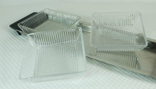 Plateau Günter Kupetz WMF Cromargan en verre et plastique