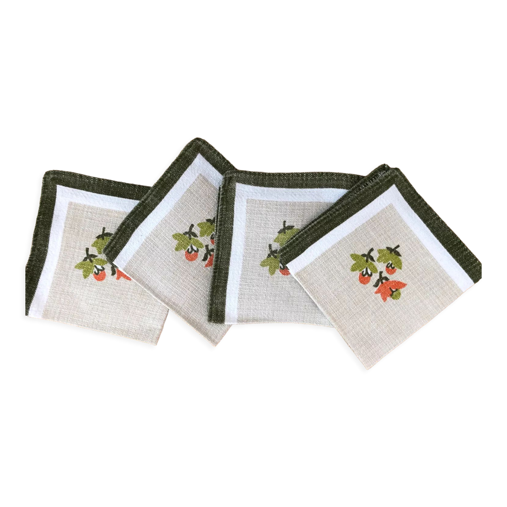 Service à Thè Nappe et Serviettes brodée vintage neuf - Linge de maison