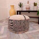 Handmade moroccan berber pouf in wool