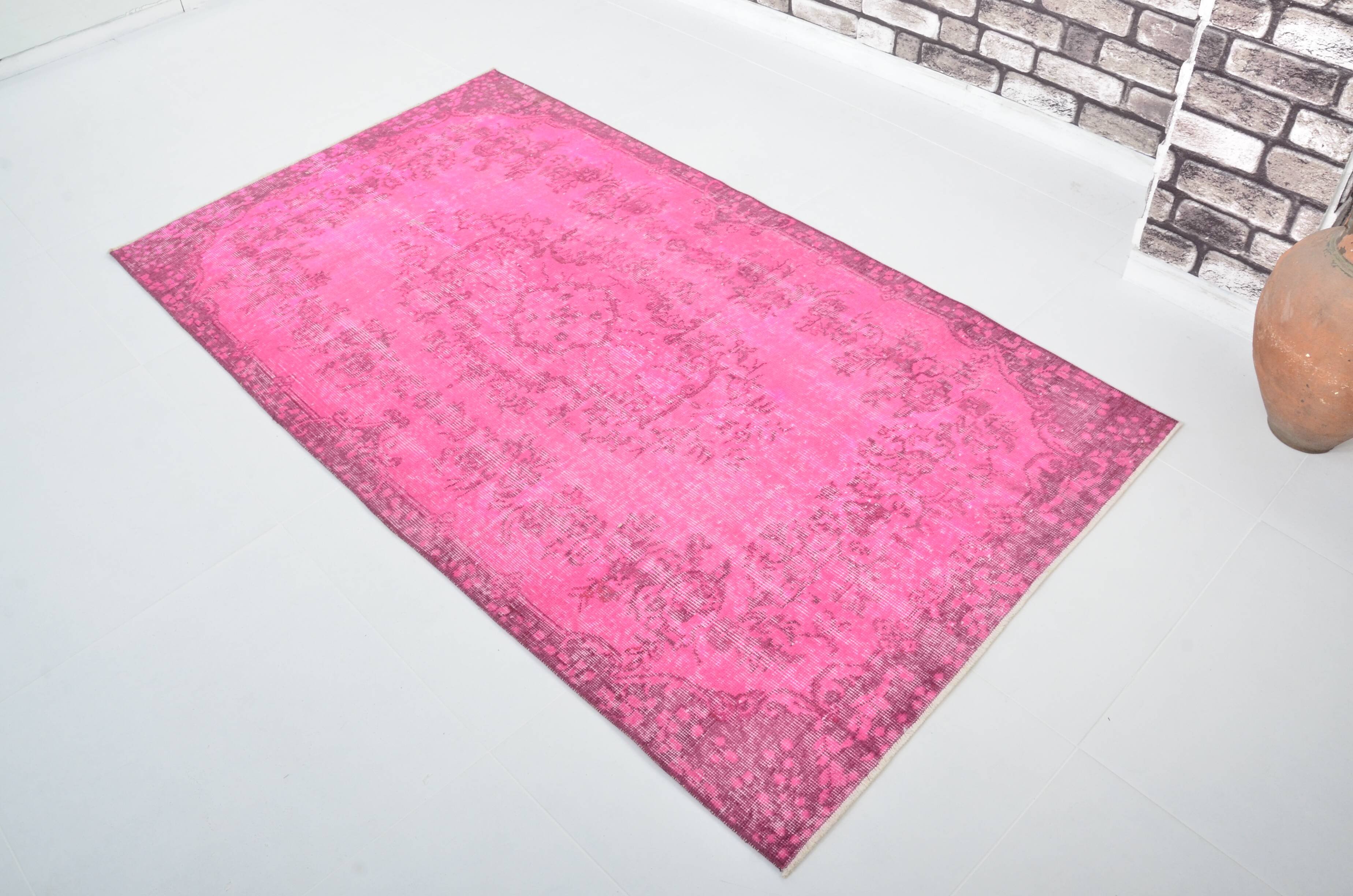 Oushak Floor Pink Wool Carpet 3148