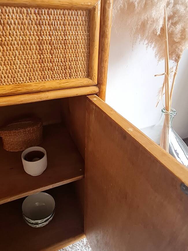 Vintage rattan sideboard from the 1970s.