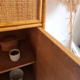 Vintage rattan sideboard from the 1970s.