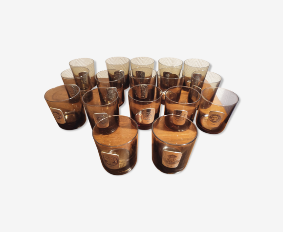 Verres fumés 70s vintage l'étain à la rose
