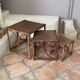 Lot de 3 tables gigognes en Rotin. 1960.