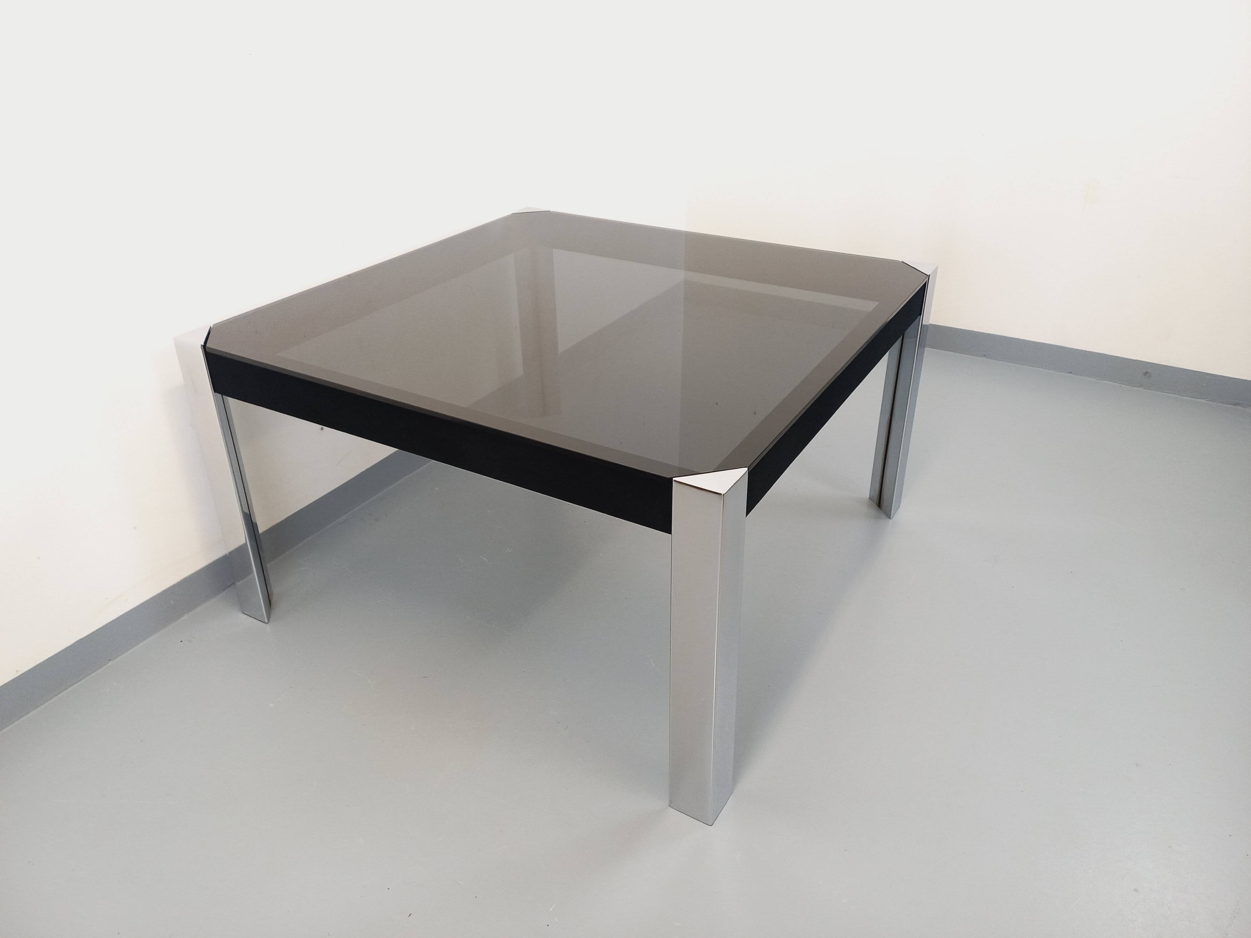 Vintage Italian square dining table by Faleschini for Mariani glass