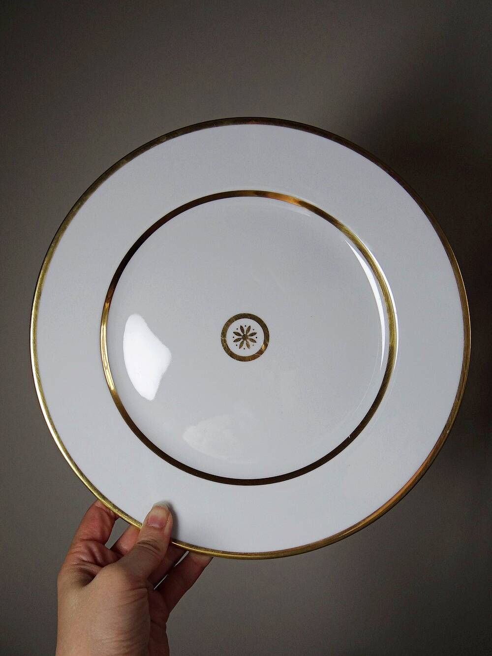 3 flat plates in porcelain Bernardaud Limoges model Sparte vintage