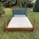 Wooden canopy bed with velvet headboard 190 cm / 140 cm