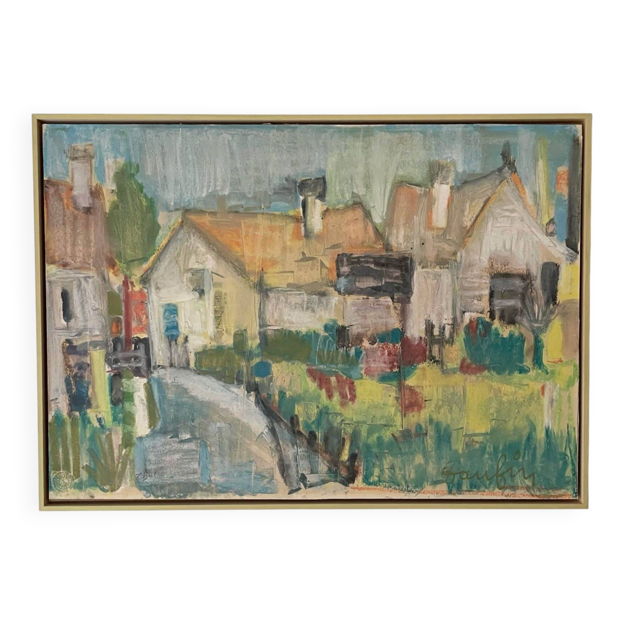Painting, gouache and pastel chalk, Jacques Daufin, 1960s