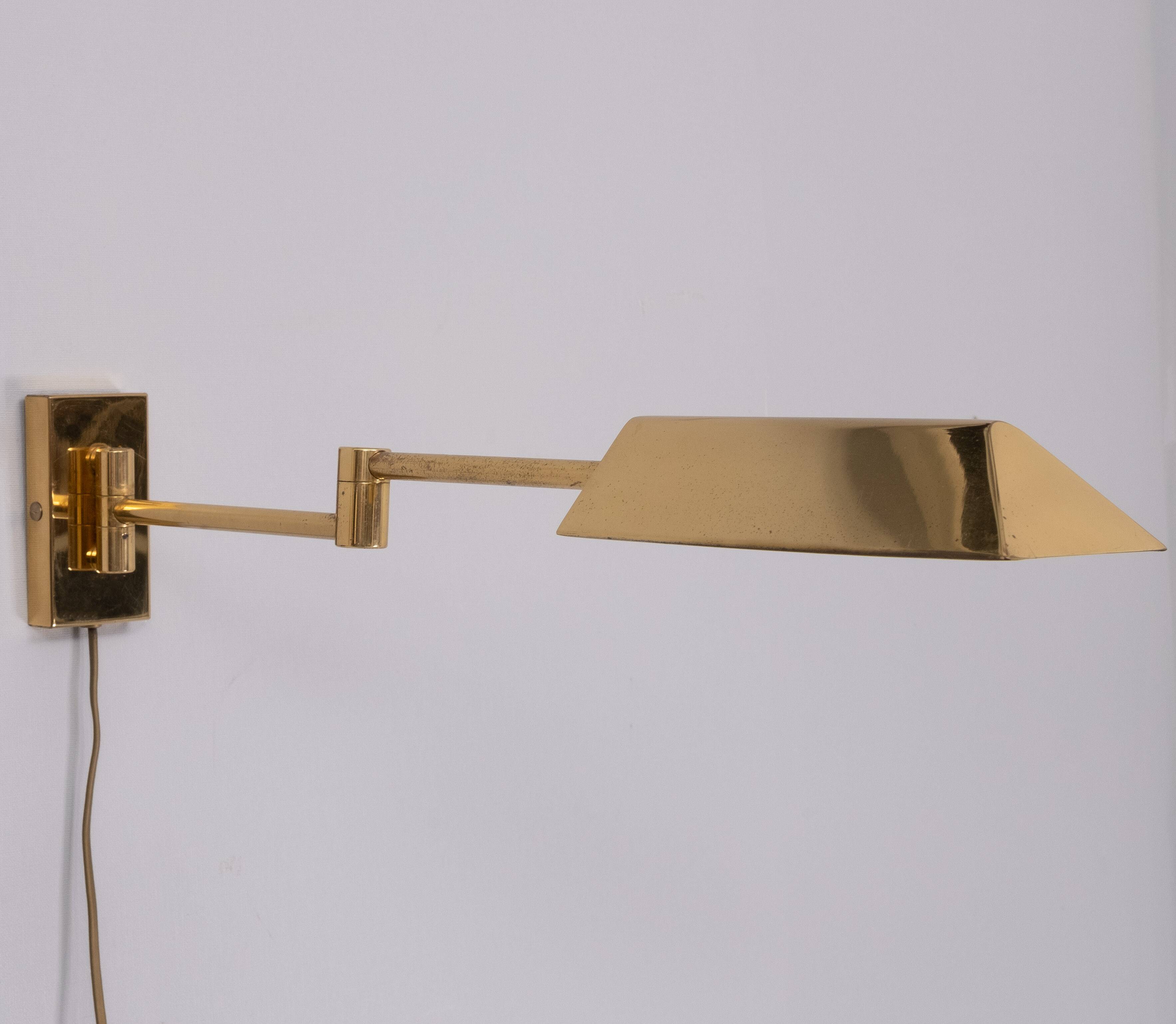 Brass swing arm Wall lamp Germany 1970s