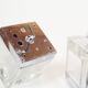 Set (2) of metal and ice glass 'cube' wall lights, Germany 1970s