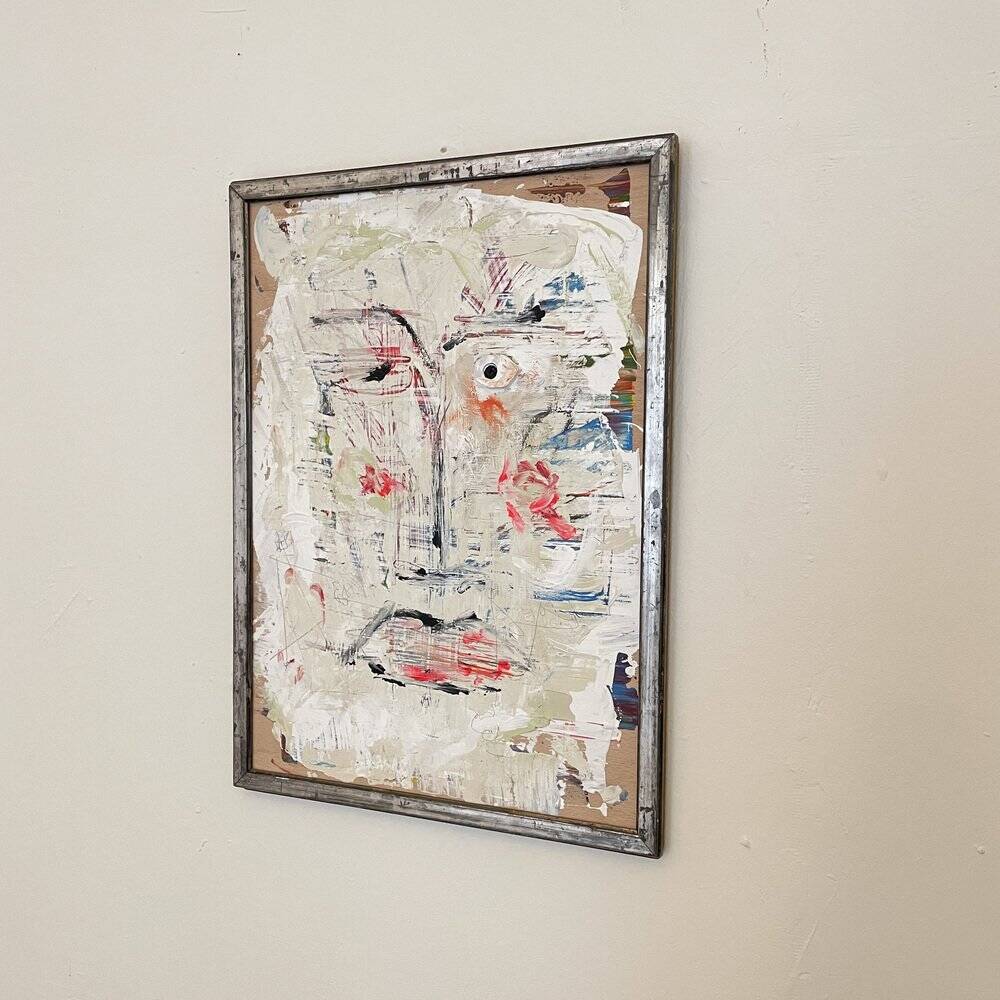 Modern Abstract Painting, Acrylic on Wood, Framed