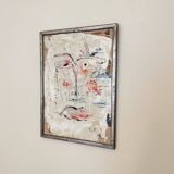 Modern Abstract Painting, Acrylic on Wood, Framed