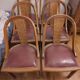 Set of 6 antique chairs - Art Deco style - Wood burl and leather
