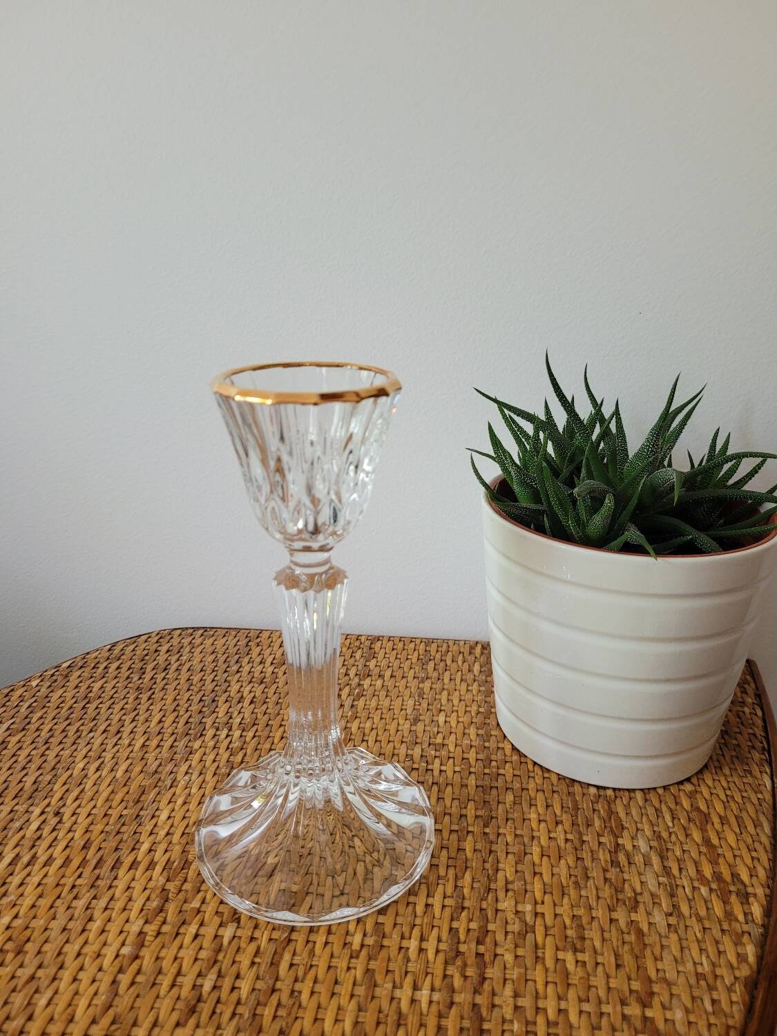 Crystal candlestick with golden rim