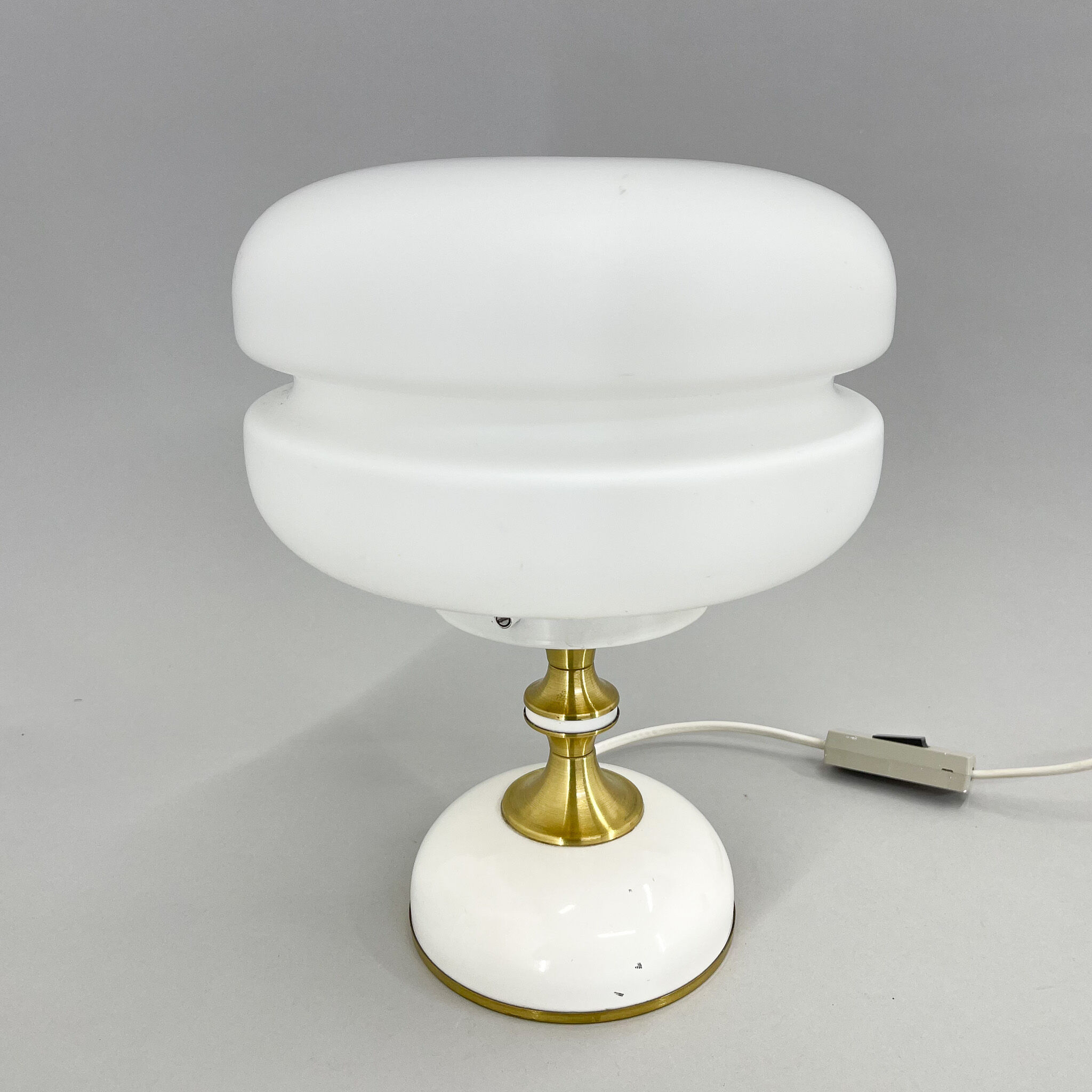 1970's Milk Glass Brass Table Lamp by Napako