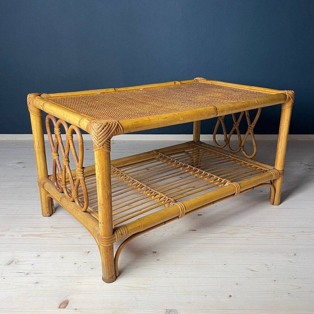 Vintage bamboo coffee table, Italy, 1970s
