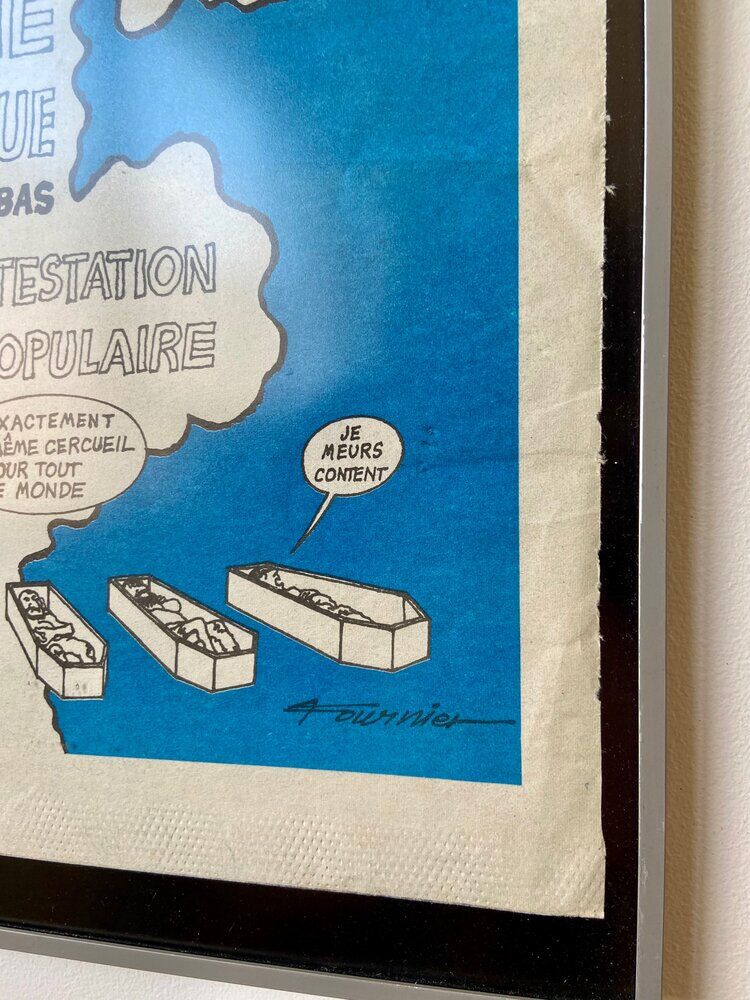 Fourth cover of Charlie Hebdo by Fournier framed, 28 June 1971