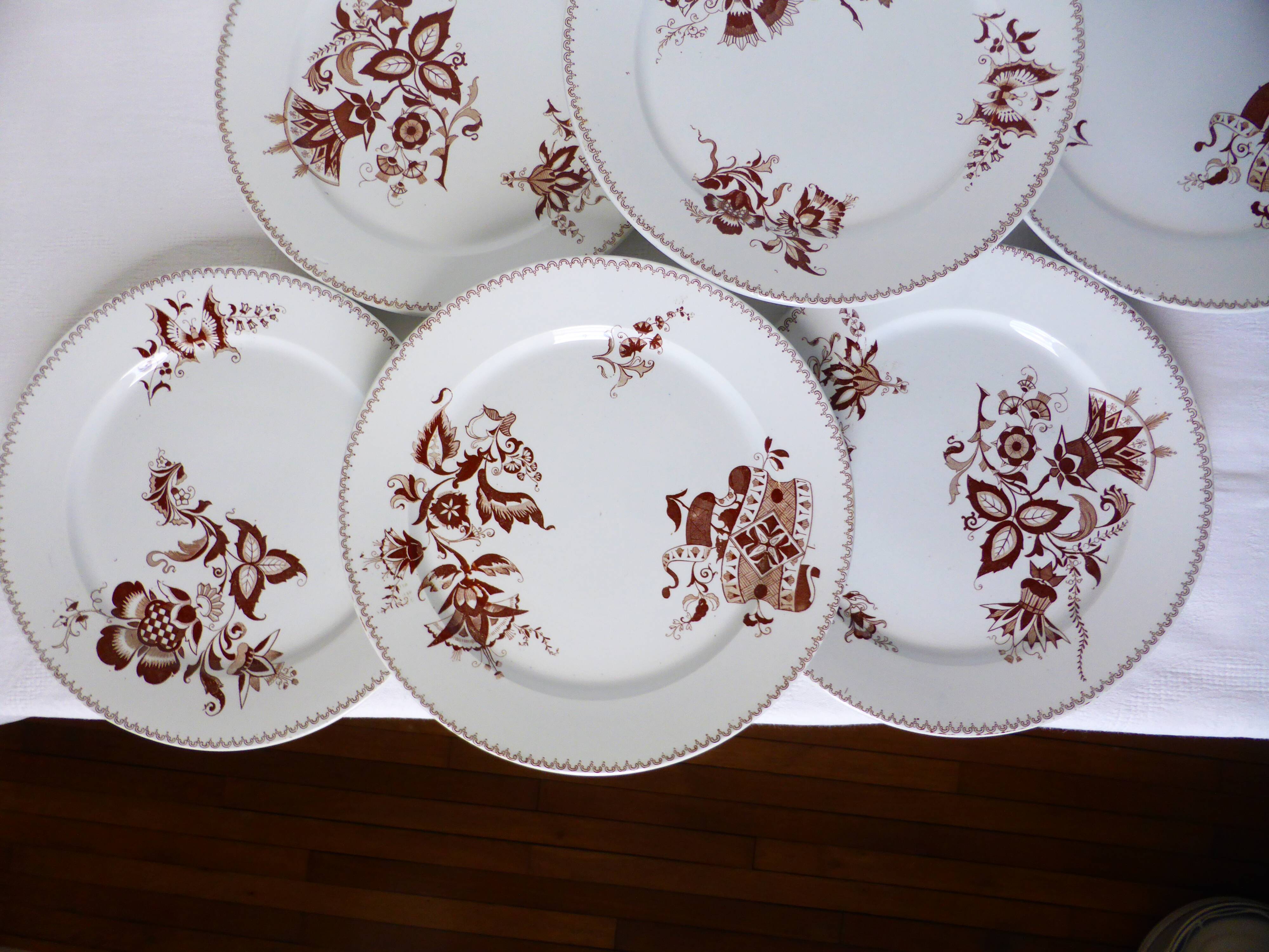 Lot de 6 assiettes plates vintage de Sarreguemines modèle Danois 210412