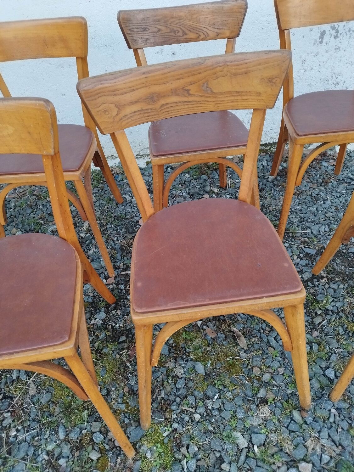 Set of  8 chairs bistro bar kitchen wood