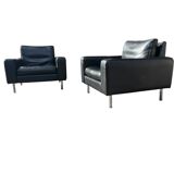 Lot de 2 fauteuils en cuir au design vintage