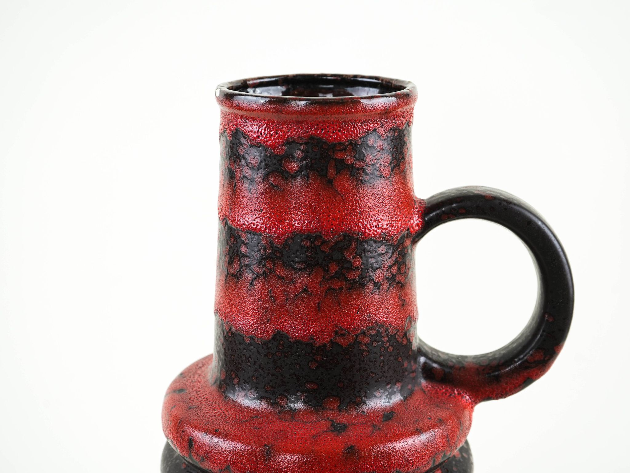 Monumental Fat Lava ceramic vase in black and red, West Germany, 1970s