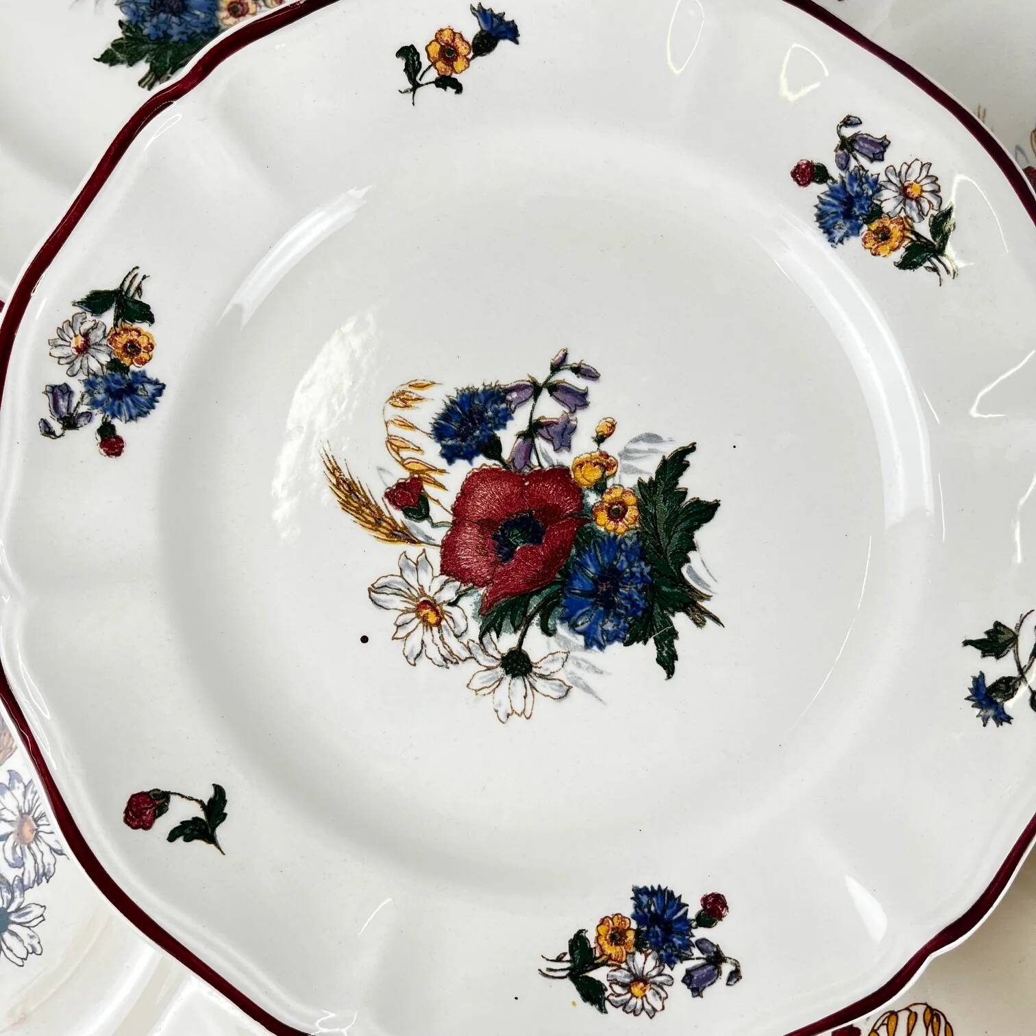 Set of 8 dessert plates "Agreste" Sarreguemines, 20th century