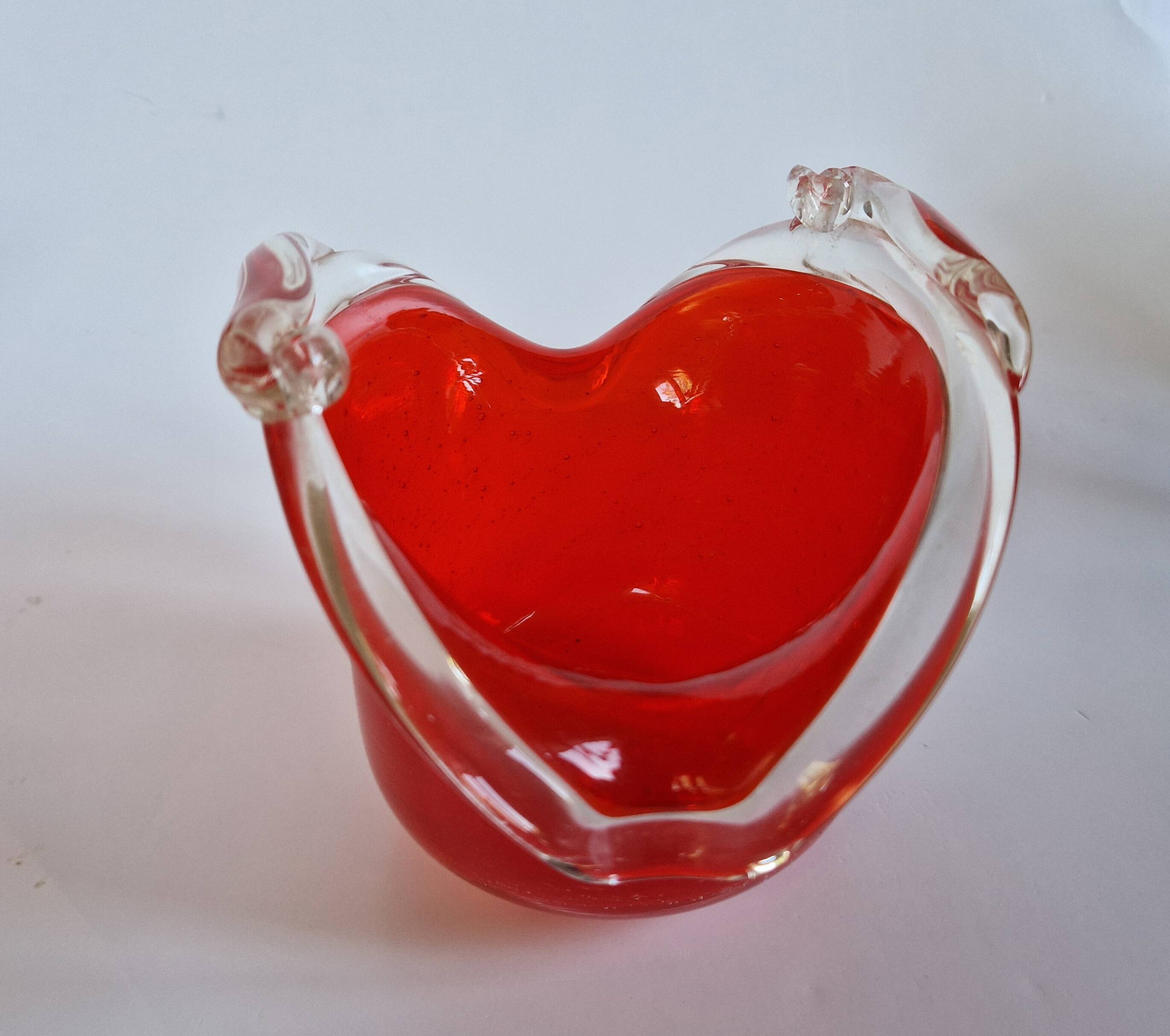 Vintage red Murano glass bowl Italy