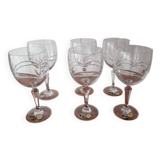 6 antique bohemia crystal glasses