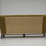 1960s, 3-seater Danish sofa, cotton/wool furniture fabric, solid oak wood.