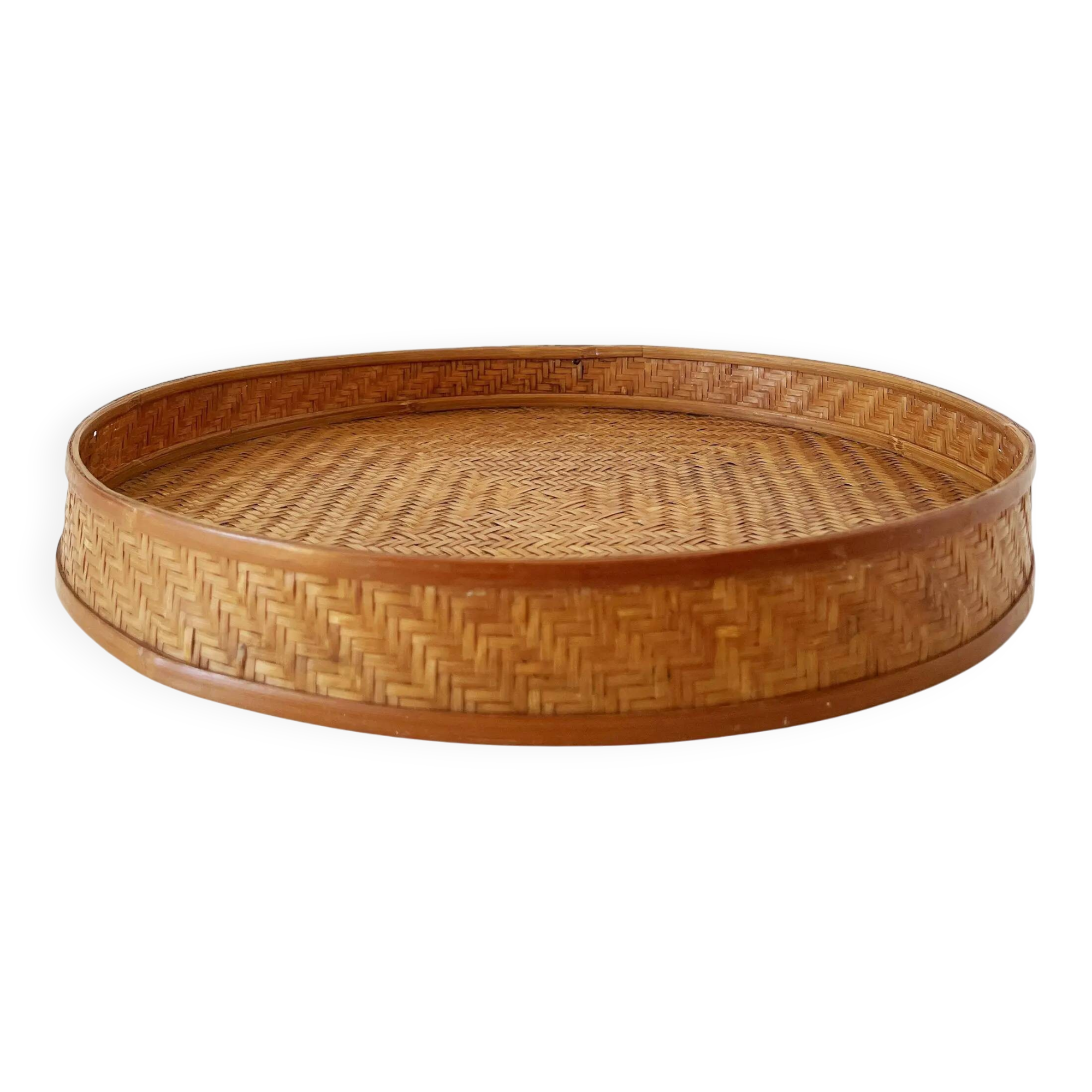 Antique tray made of woven bamboo
