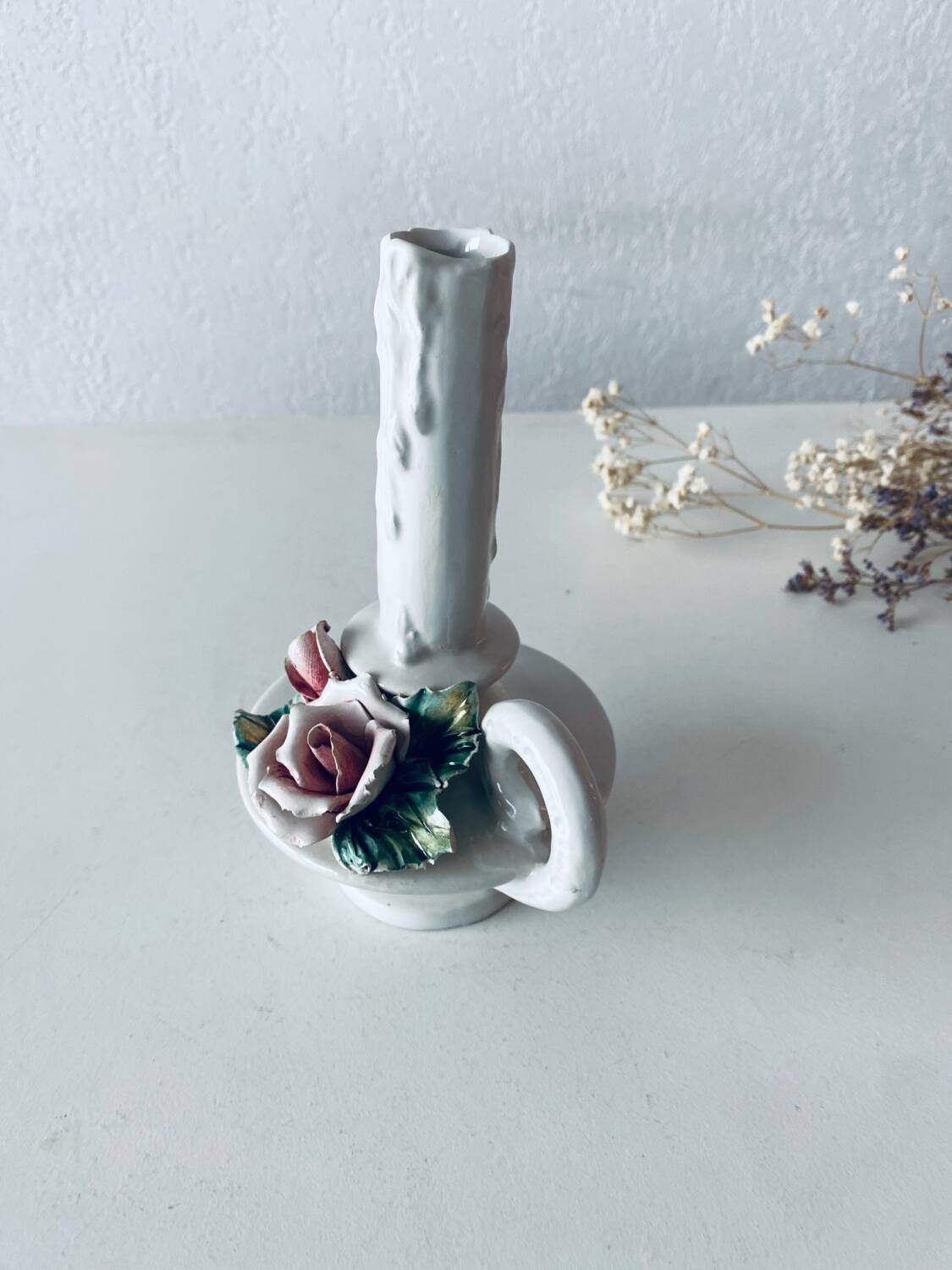 Italian slip candle holder signed