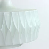 Midcentury ceiling pendant in white glass and brass, czechoslovakia 1960s