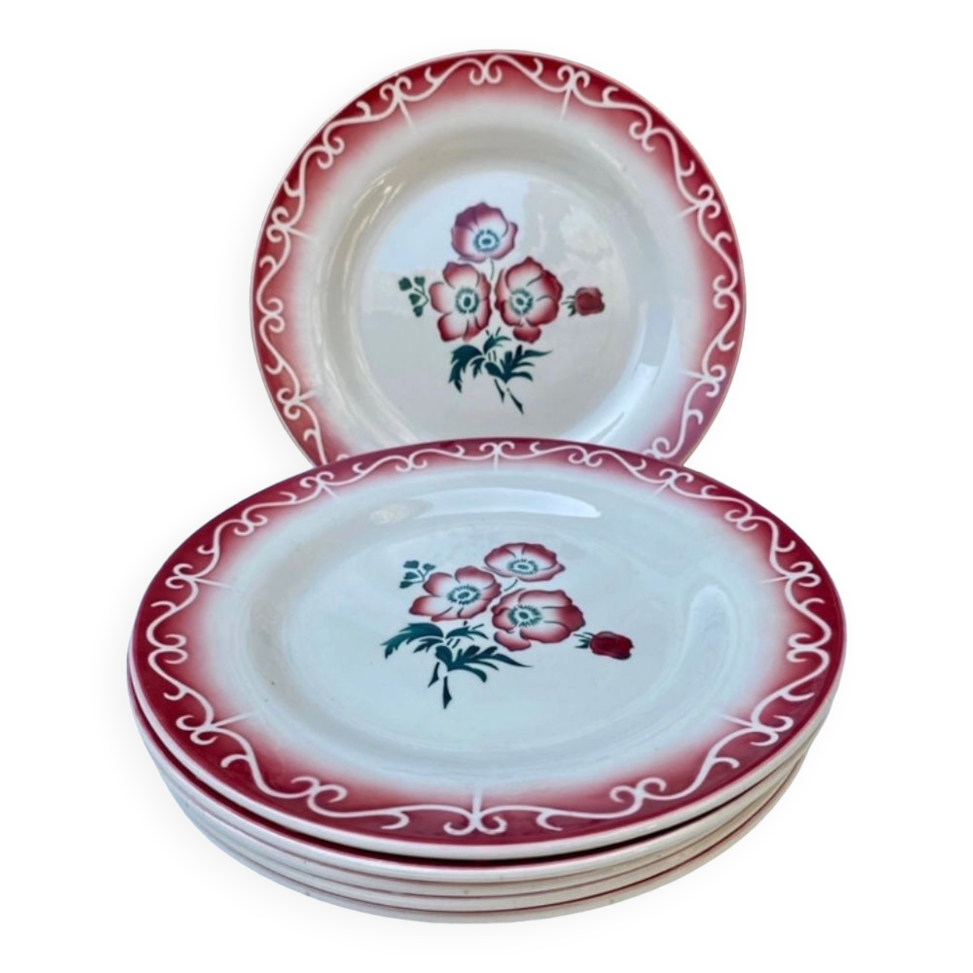 Assiettes plates Digoin Sarreguemines