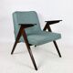 Bunny armchair in blue tweed by Józef Chierowski, 1970s