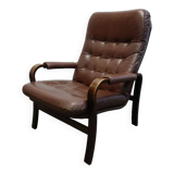 Fauteuil en cuir du milieu du siècle
