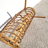 Curved rattan magazine holder 1960