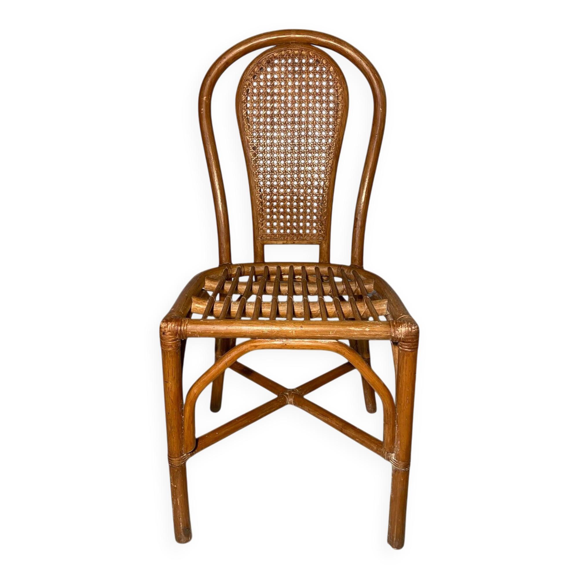 Vintage rattan chair with cane back - Bohemian style