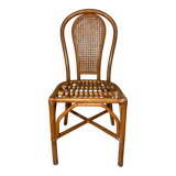 Vintage rattan chair with cane backrest - Bohemian style