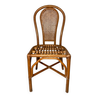 Vintage rattan chair with cane backrest - Bohemian style