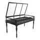 Glazed presentation table with dark wood
