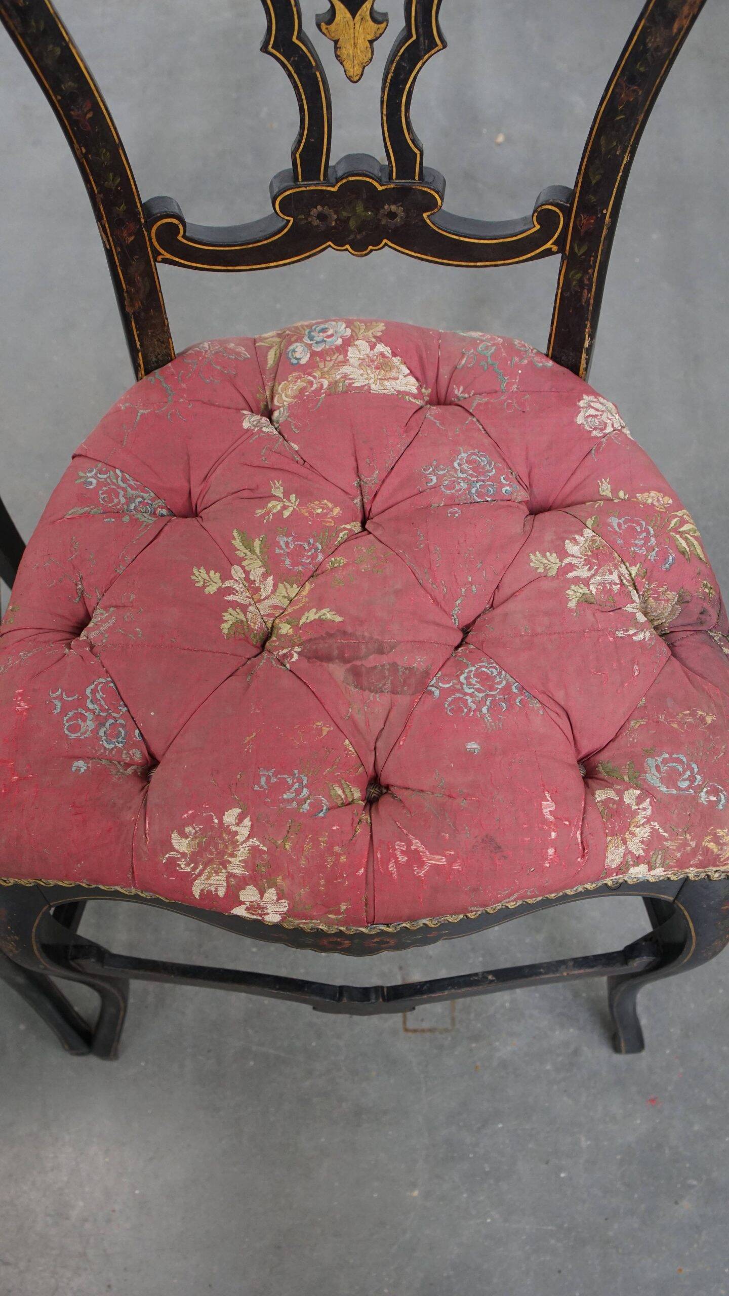 Set of 2 antique French Napoleon III chairs inlaid with mother-of-pearl