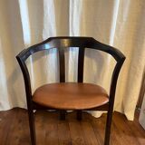 Hans Olsen, Armchair in varnished wood and leather