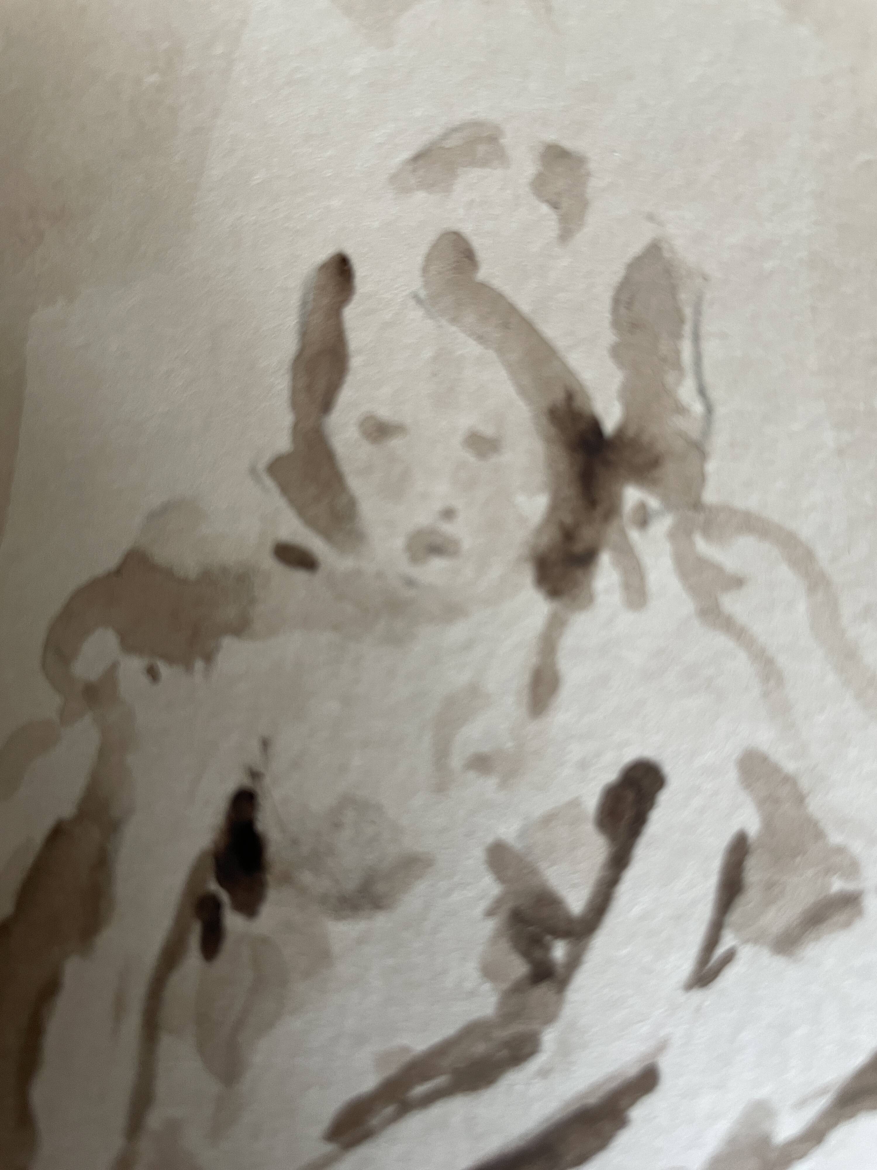 Tableau signé aquarelle portrait féminin « esquisse sortie du bain »