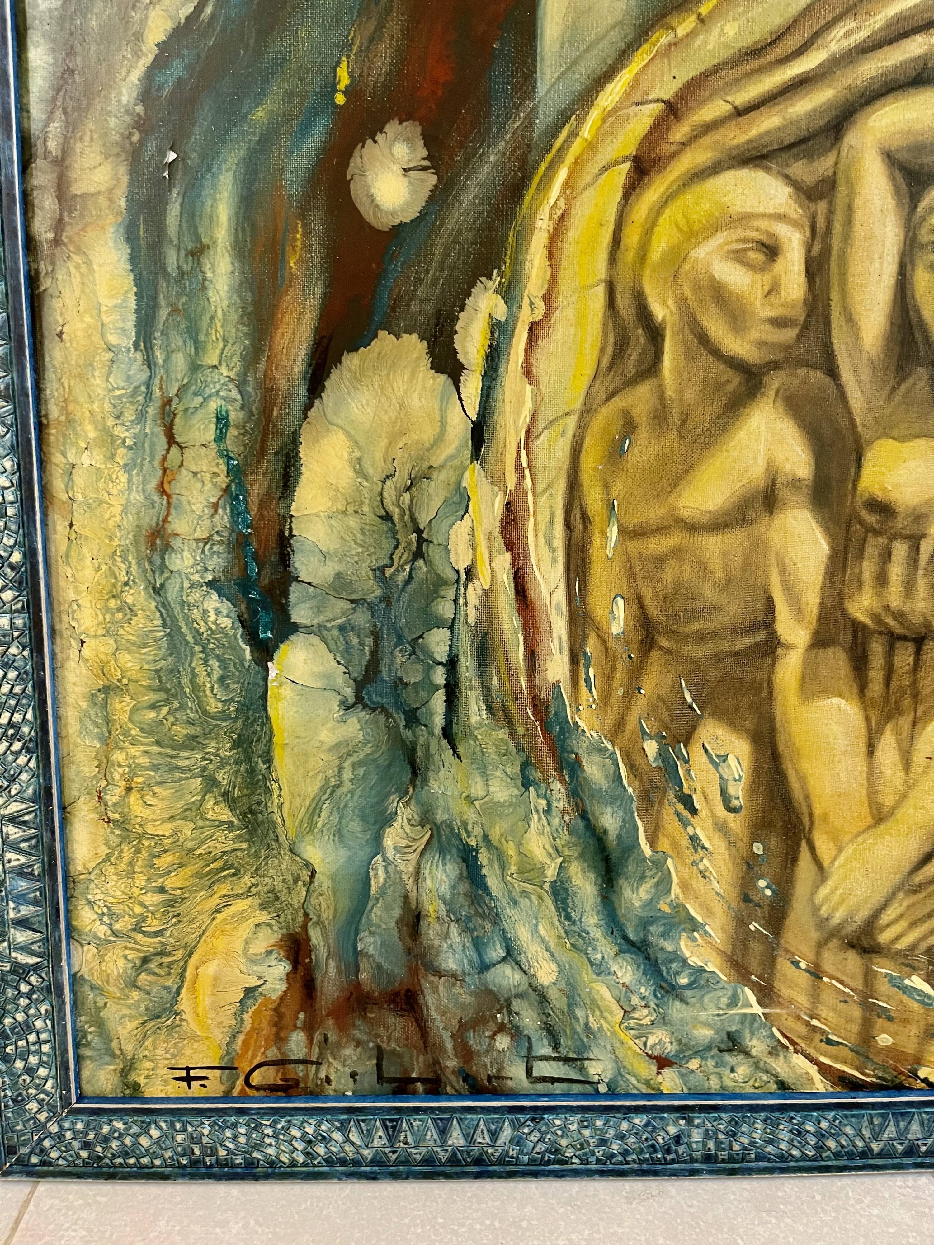 Tableau art déco personnage exotisme, france 1935.