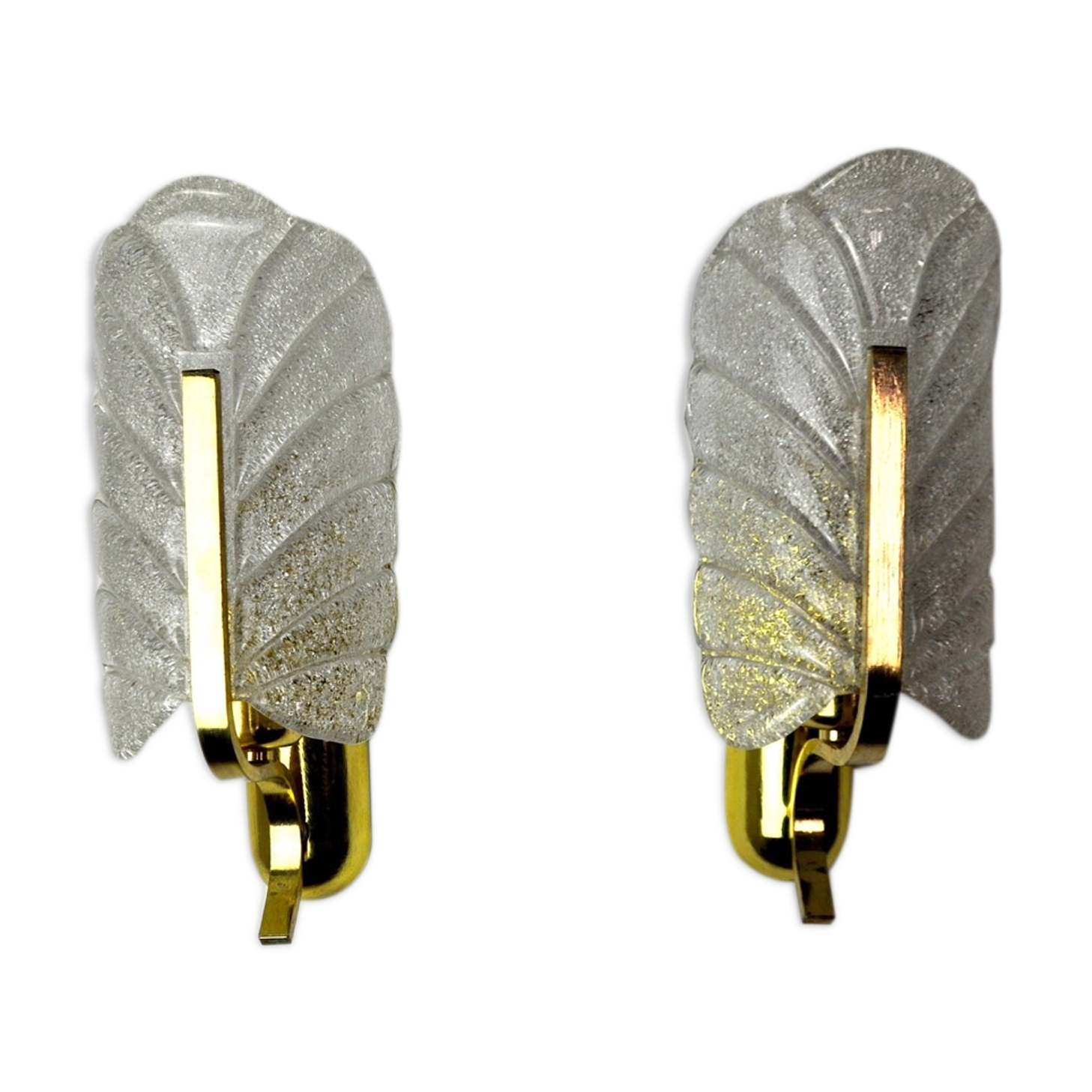 Pair of "leaf" wall lamps by Carl Fagerlund, Murano glass, Germany, 1970