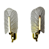 Pair of "leaf" wall lamps by Carl Fagerlund, Murano glass, Germany, 1970