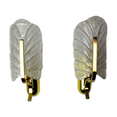 Pair of "leaf" wall lamps by Carl Fagerlund, Murano glass, Germany, 1970